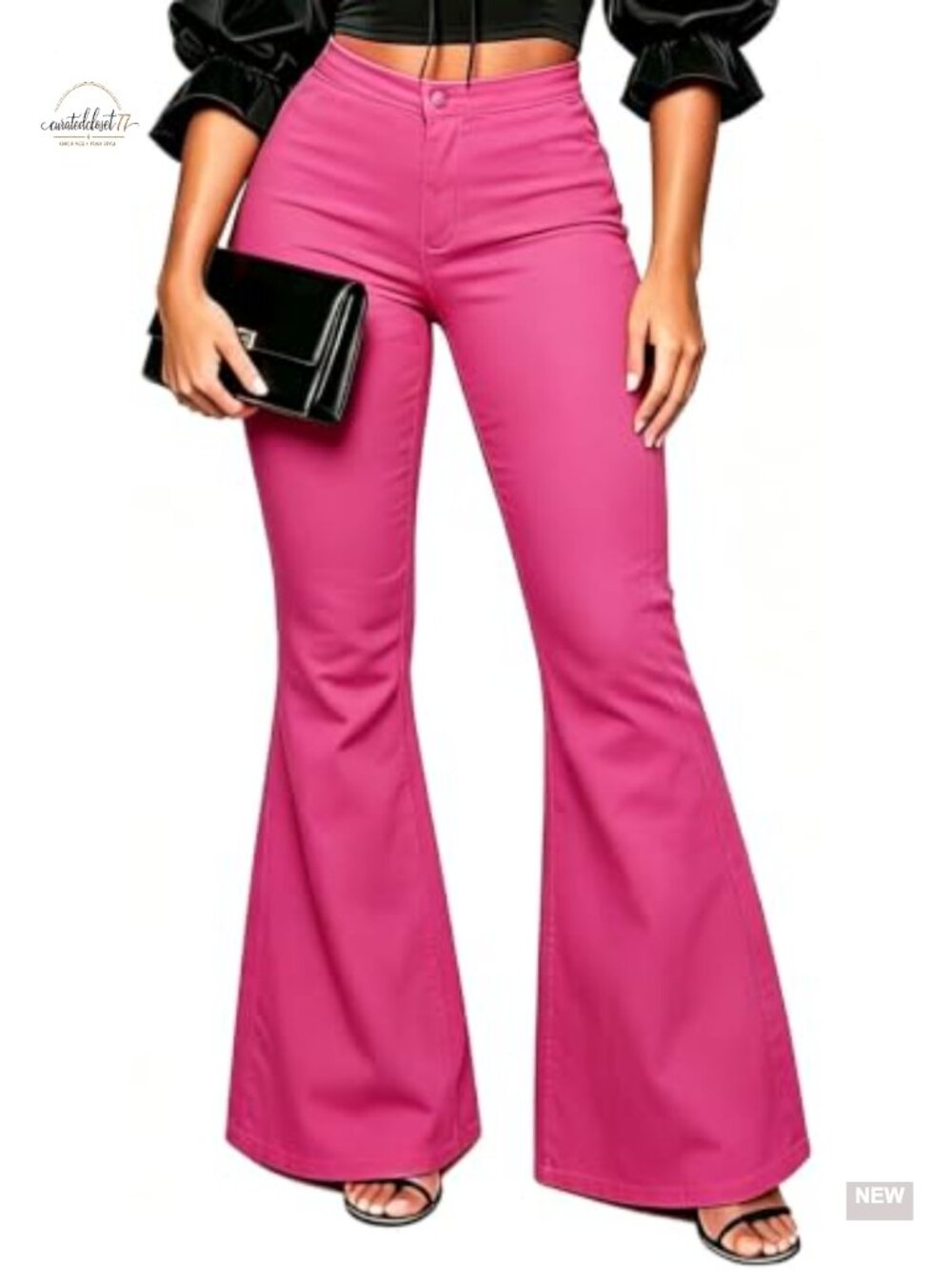 Women High Waisted Flared Bell Bottom Jeans Stretchy Wide Leg Denim Pants